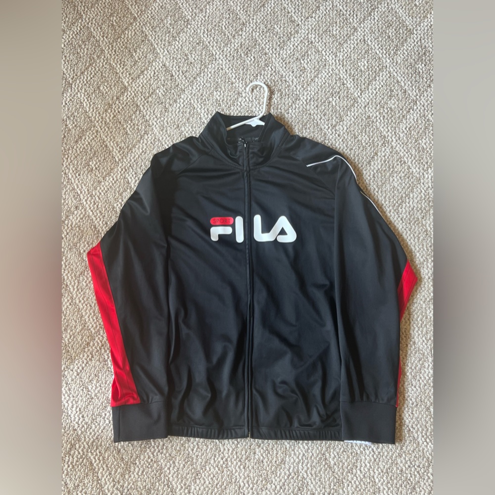 Fila Sport Jacket Red Black Jacket Pocket Zip Long Sleeve